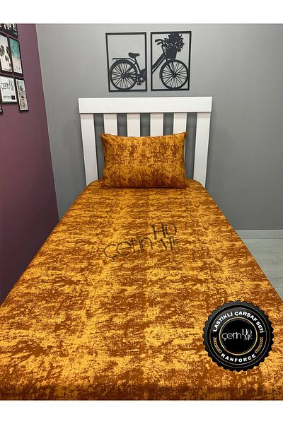 Çetinhome Fabric Elastic Sheet Set Single Size 3 Size Shade Amber