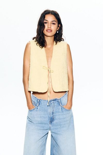 Pull & Bear Floral quilted waistcoat