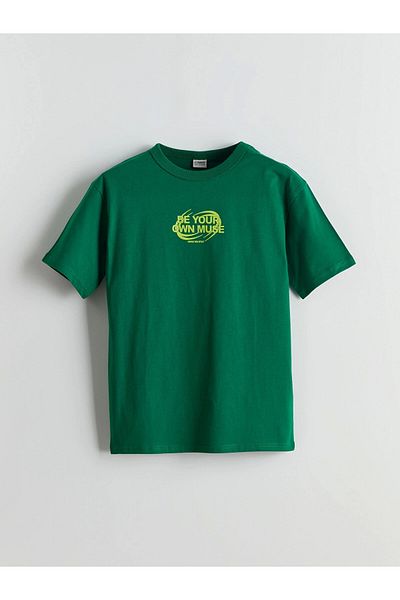 LC Waikiki Lcw Kids Green Crew Neck Boys T-Shirt