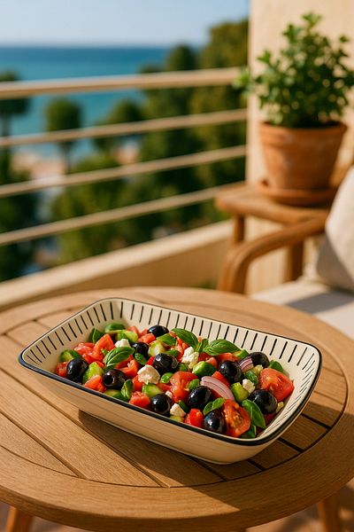 RGS ÇİNİ Drop Pattern Black and White Salad Bowl 30 cm