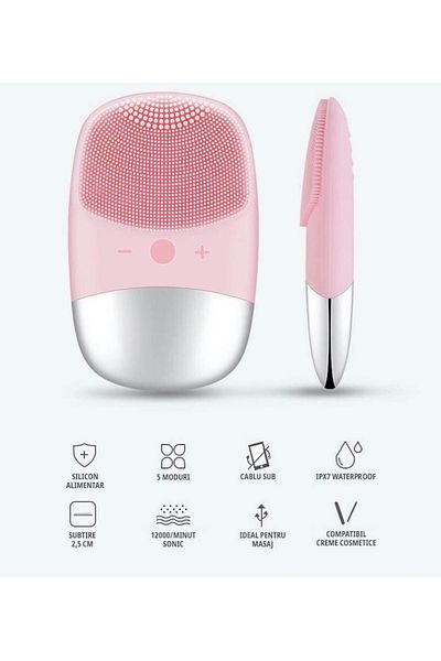 SMARTECH Portable Facial Cleansing Device, 12000 Oscillations/Minute, Adjustable Speed, Battery 400mAh, Negat