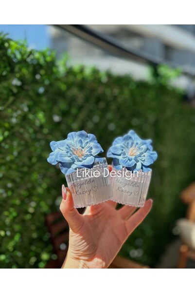 Likie Design Lacivert Şekerlik Kutulu Mum Söz Nişan Bebek Hediyelik 1 Adet