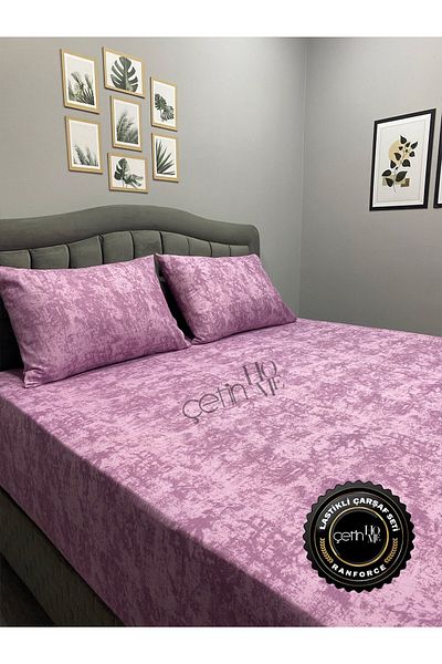 Çetinhome Fabric Elastic Sheet Set Double and King Size Shadow Lilac