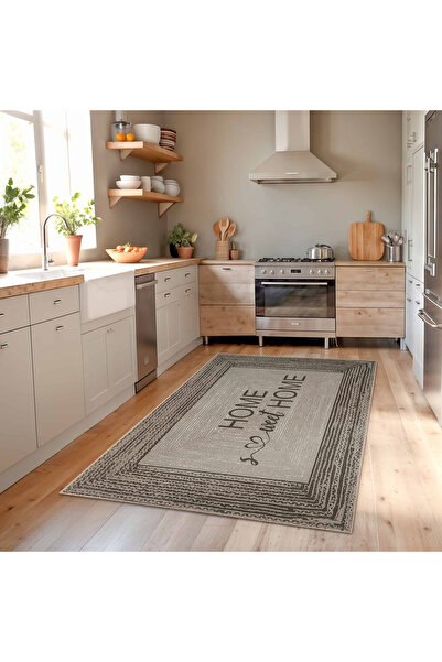 Realhomes Modern Çizgili Desenli Mutfak Halısı Kaymaz Tabanlı Yıkanabilir Halı