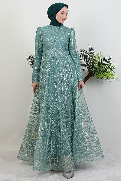 GİYZAMİLA Βραδινό φόρεμα Cansu Glitter Mint