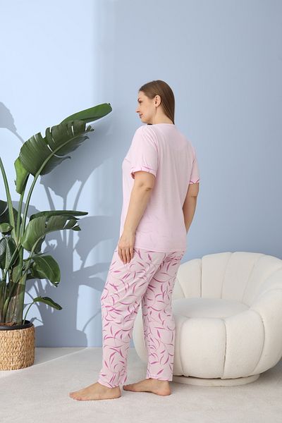 Lukitus Plus Size Viscose Fabric Battal Short Sleeve Women's Pajama Set