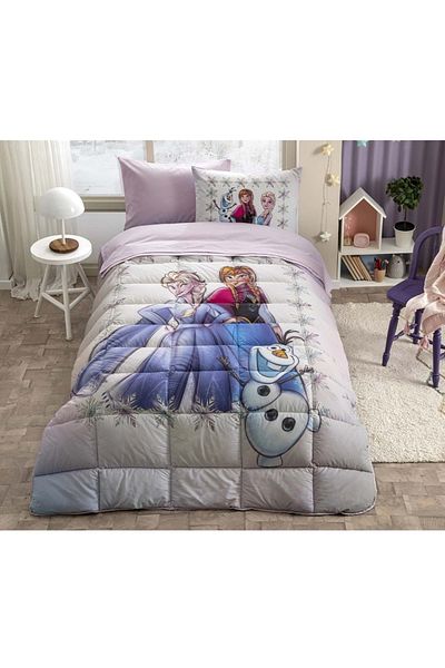 Özdilek Licensed Single Children's Sleeping Set with Özdilek Elastic Sheet-Elsa Frozen Frosted Lilac