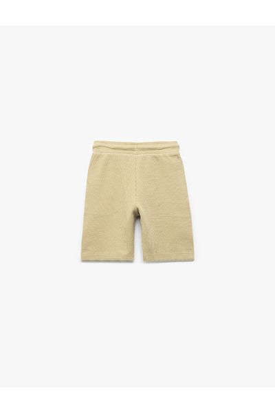Koton Cotton Tie Waist Applique Detailed Pocket Shorts
