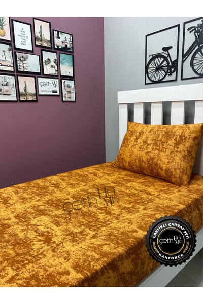 Çetinhome Fabric Elastic Sheet Set Single Size 3 Size Shade Amber