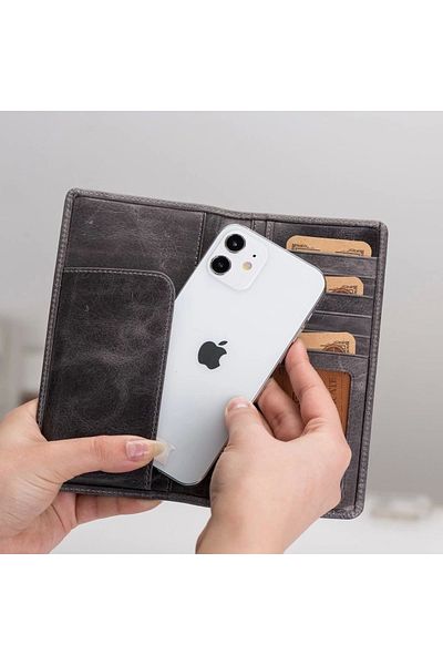 Emperium Evra 6.7 Inch Compatible Leather Card Holder Case Tn18 Gray