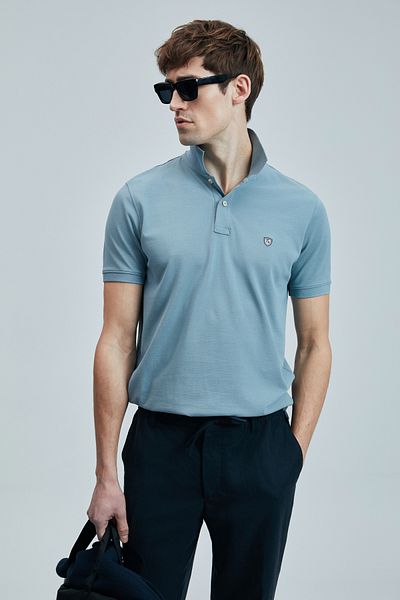 Lufian Ανδρικό Laon Smart Polo T-Shirt 111040206 Water Green