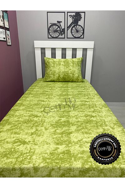 Çetinhome Fabric Elastic Sheet Set Single 3 Size Shadow Green