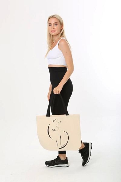 Emperium Baghashtag Cat Printed Canvas Tote Bag