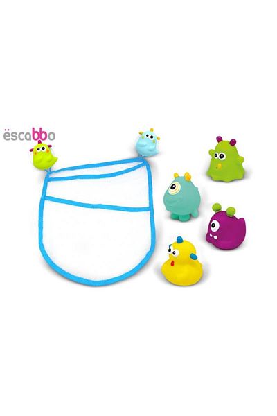 escabbo Bag Set With 4 Monster Bath Toys 37027