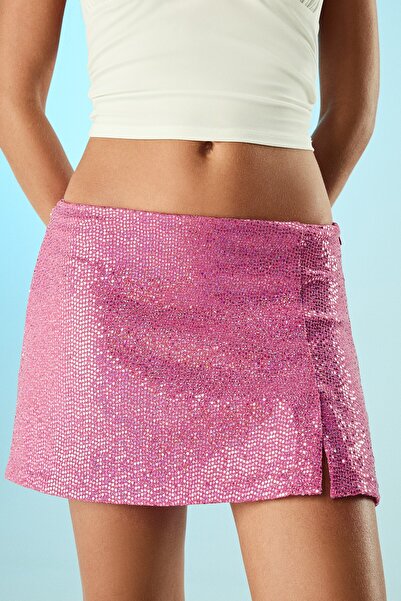 Bershka Sequinned mini skirt