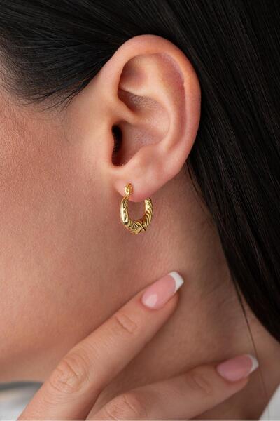 Nereze 925 Ayar Gümüş Gold Rengi Sonsuzluk Desenli Şarnel Küpe