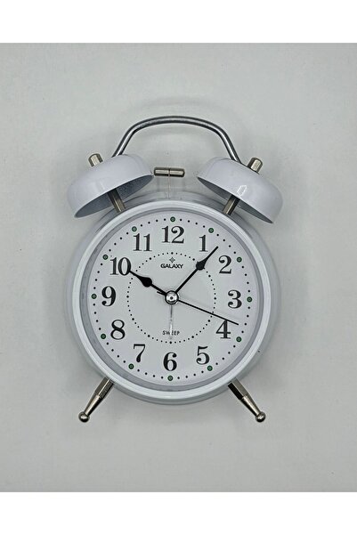 Galaxy Masa Saati Akar Saniyeli Beyaz Metal Kasa Glx-2324