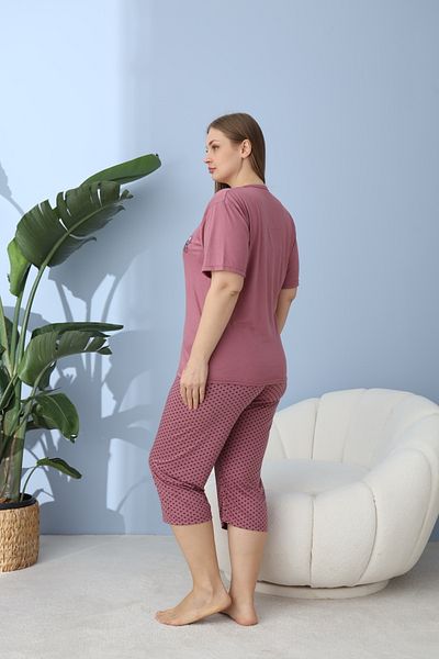 Lukitus Plus Size Battal Viscose Women's Capri Pajamas Set