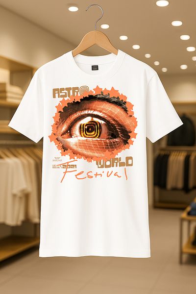 SELF CONTROL Tricou Astroworld Travis Scott Festival oversize unisex 100% bumbac, țesătură groasă, respirabilă