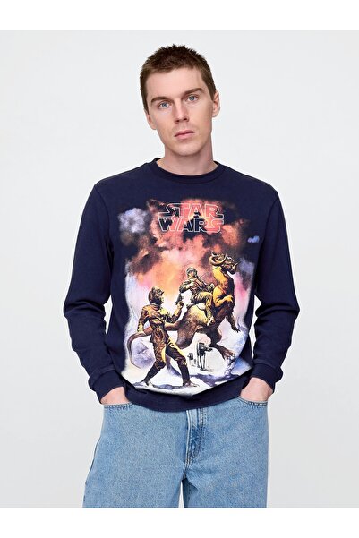 GAP Erkek Lacivert Star Wars Grafik T-Shirt
