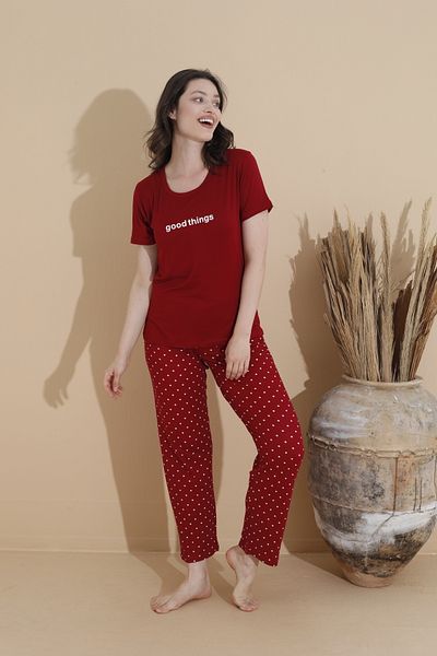 Lukitus Milan Fabric Short Sleeve Women's Pajamas Set