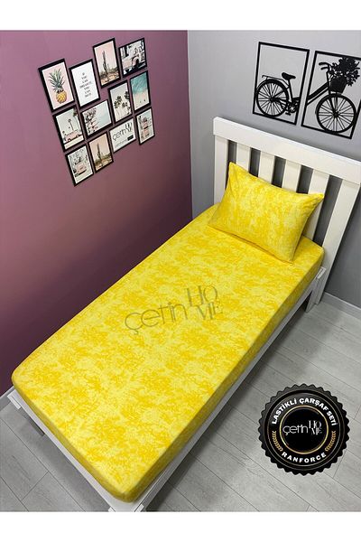 Çetinhome Fabric Elastic Sheet Set Single Size 3 Size Shadow Yellow