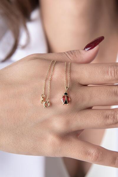 Fiyonk Kuyumculuk 14 Ayar Altın Uğur Böceği Kolye