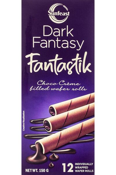 SUNFEAST فانتازي دارك فانتاستيك، لفائف رقائق الشوكولاتة المحشوة بكريمة الشوكولاتة، 150 غرام