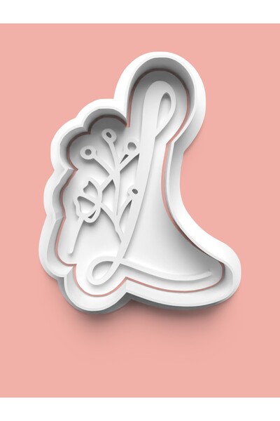 AKTASTORE قالب كوكيز على شكل حرف L منقوش بالزهور وقالب عجينة السكر