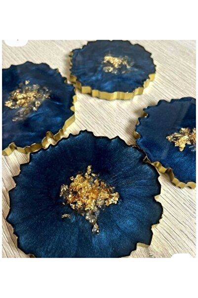 Demet Art Studio Reçineye Hayat Veriyoruz مجموعة من 4 قطع من مسند الأكواب الإ...