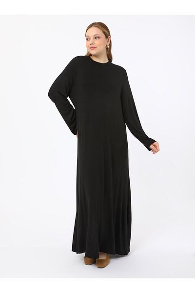ALİA Μακρυμάνικο Άνετο Φόρεμα Plus Size - Μαύρο - Alia