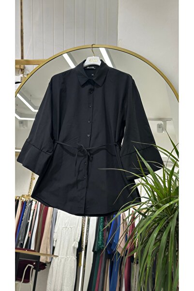 She Olive Τονίκ με κουμπιά στο μπροστινό μέρος και λεπτομέρεια με κορδόνια