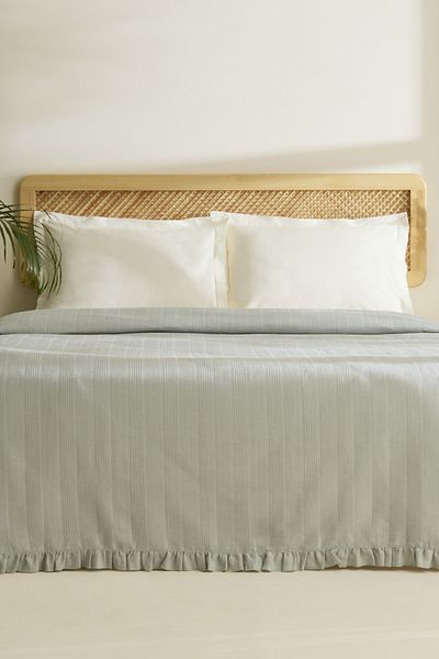 Karaca Home Maye 100% Cotton Ruffle Double Single Pique Mint