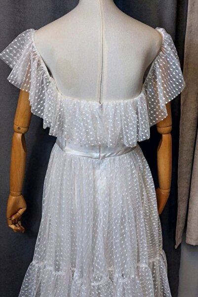 Uretti - Talia 8659 6698 Χειροποίητο Πουά Βραδινό Φόρεμα - Μέγεθος M