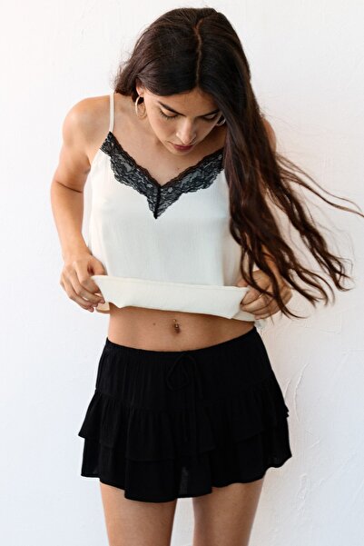 Pull & Bear Rustik panelli şort etek