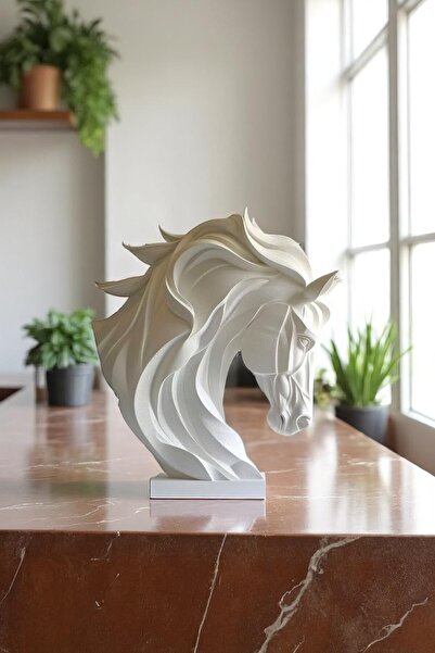 ceatly Modern Stil At Başı Heykel – 15 cm Plastik At Bustu