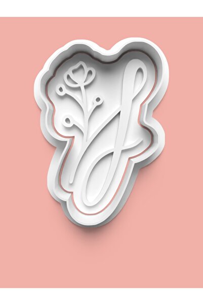 AKTASTORE قالب كوكيز على شكل حرف J مزخرف بالزهور وقالب عجينة السكر 0815-10