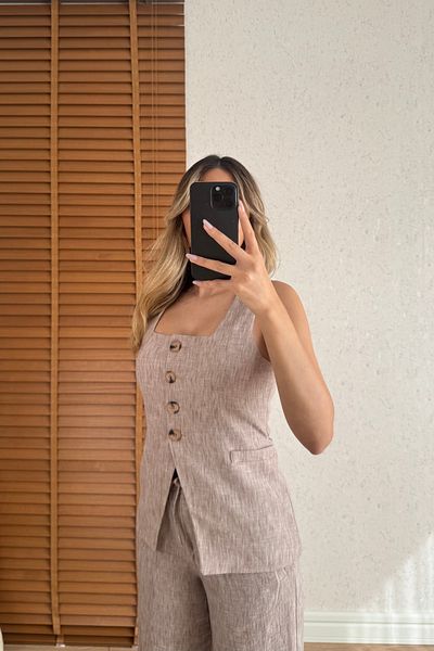 Mucios Silvia Raw Linen Vest Suit