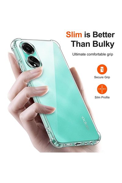 SKYDDAR INNOVATION Husă pentru Oppo A78 4G, rezistentă la șocuri, transparentă, din silicon subțire, transparentă, set de autocolante