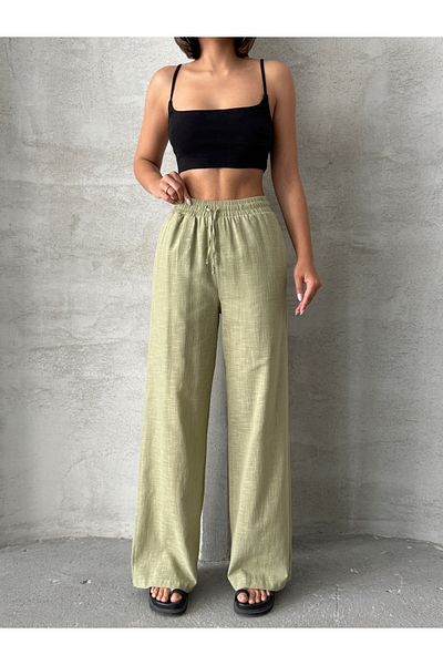 Miss Prova Waist Tie Detailed Linen Trousers Misspnt2669
