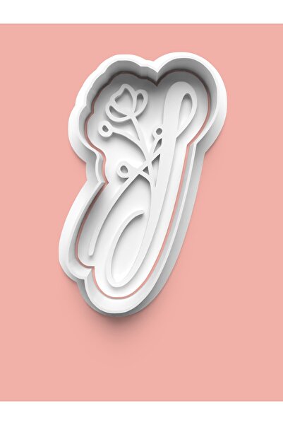 AKTASTORE قالب كوكيز على شكل حرف I منقوش بالزهور وقالب عجينة السكر