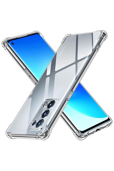 SKYDDAR INNOVATION Cover for Oppo Reno6 Pro 5G (Snapdragon), Shockproof from Silicon Slim, Transparent, sticker set