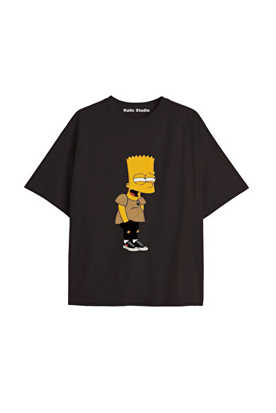 Kalic Studio Tricou negru imprimat cu Simpsons, Y2K, cod 300