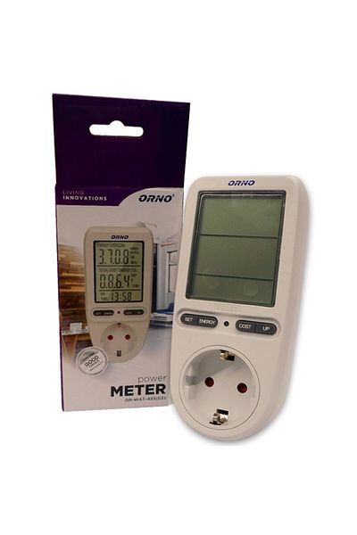 Orno Calculator de energie ORNO OR-WAT-435(GS), cu afișaj LCD, schuko, 3680W, IP20, 16A, 230V, Alb