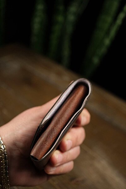 eonaks Kansas - Δερμάτινη θήκη κάρτας και πορτοφόλι με κρυφό διαμέρισμα για στυλό