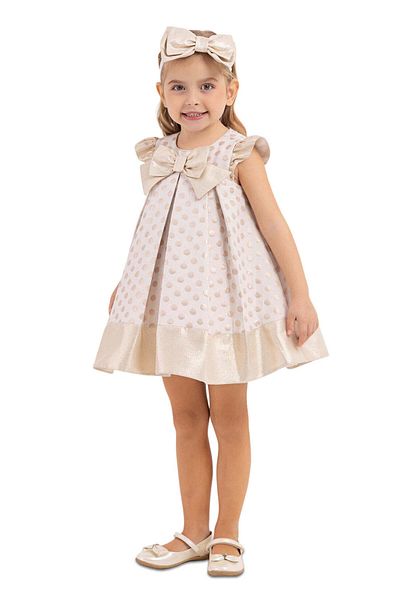 Pamina Girls' Dress, Pamina - Polka Dots, Matching Headband, Cream, 33178 - 80 cm