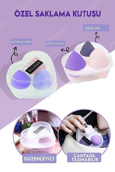 CMT 💜 Heart Stand 3-Pack Purple Makeup Sponge