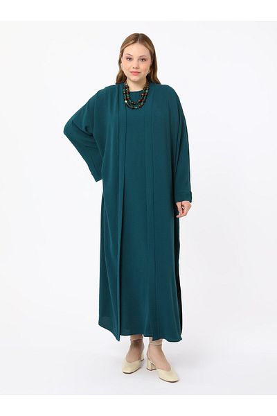 ALİA Plus Size Dress&Ferace Σετ δύο τεμαχίων - Emerald Green - Alia