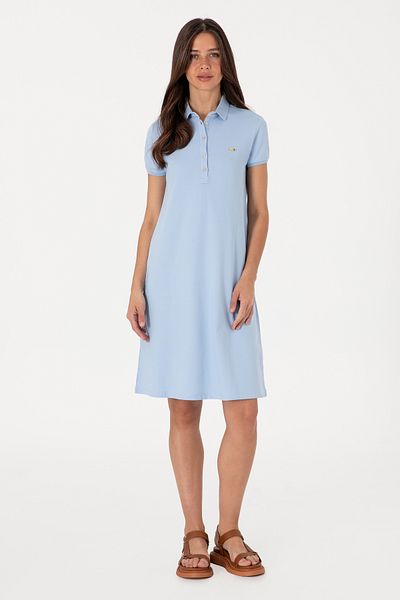 U.S. Polo Assn. Women's Light Blue Polo Neck Mini Length Knitted Dress 50305853-Vr003