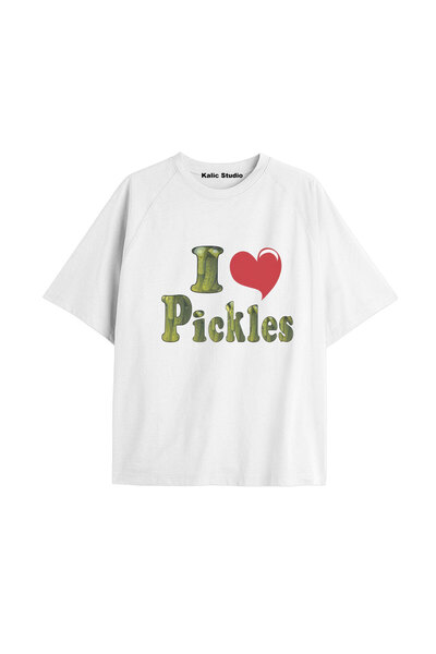 Kalic Studio Tricou alb cu imprimeu Y2K vintage Pickles KOD 190